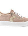 Tenis de gamuza beige para mujer