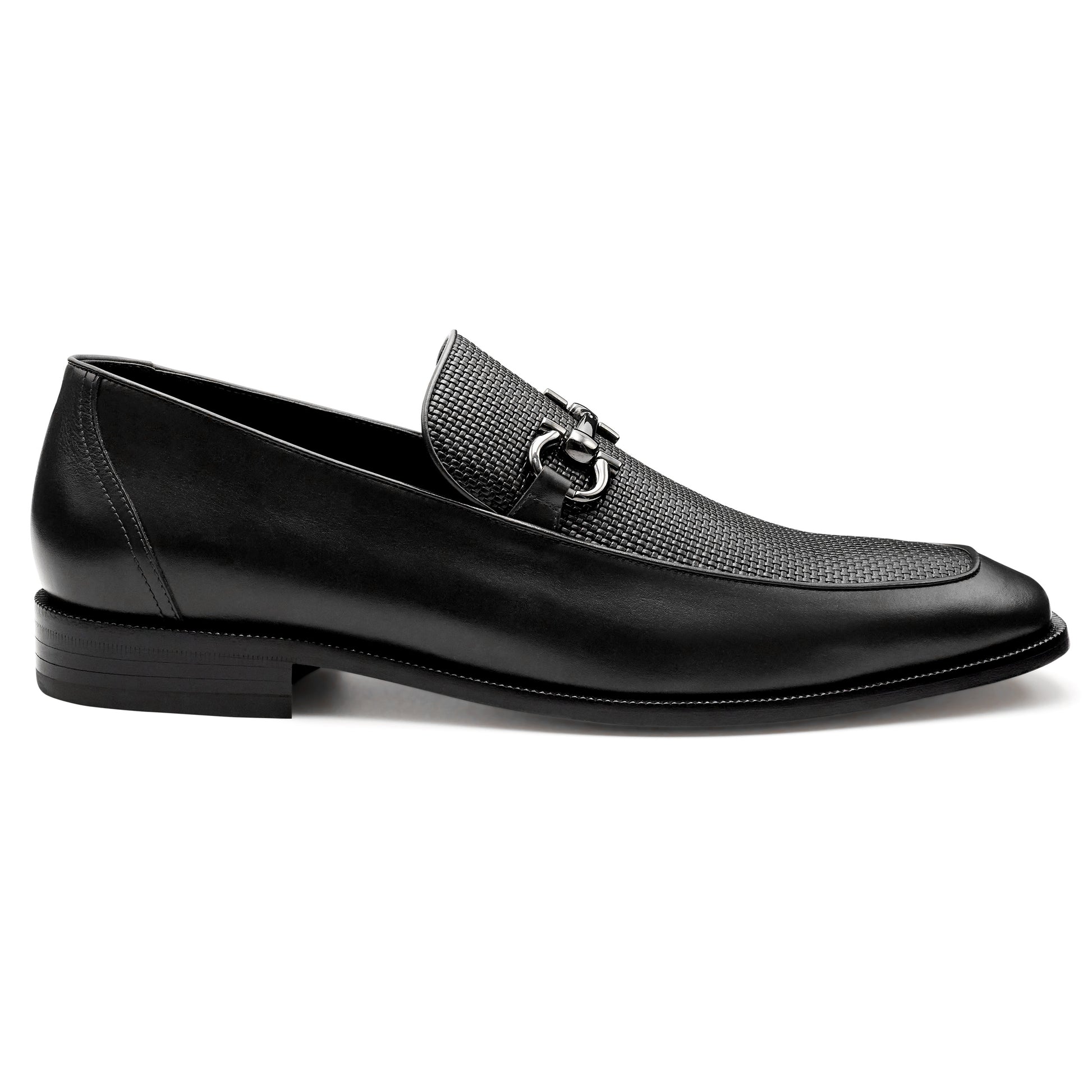 Mocasines formales de piel trenzada con hebilla para hombre