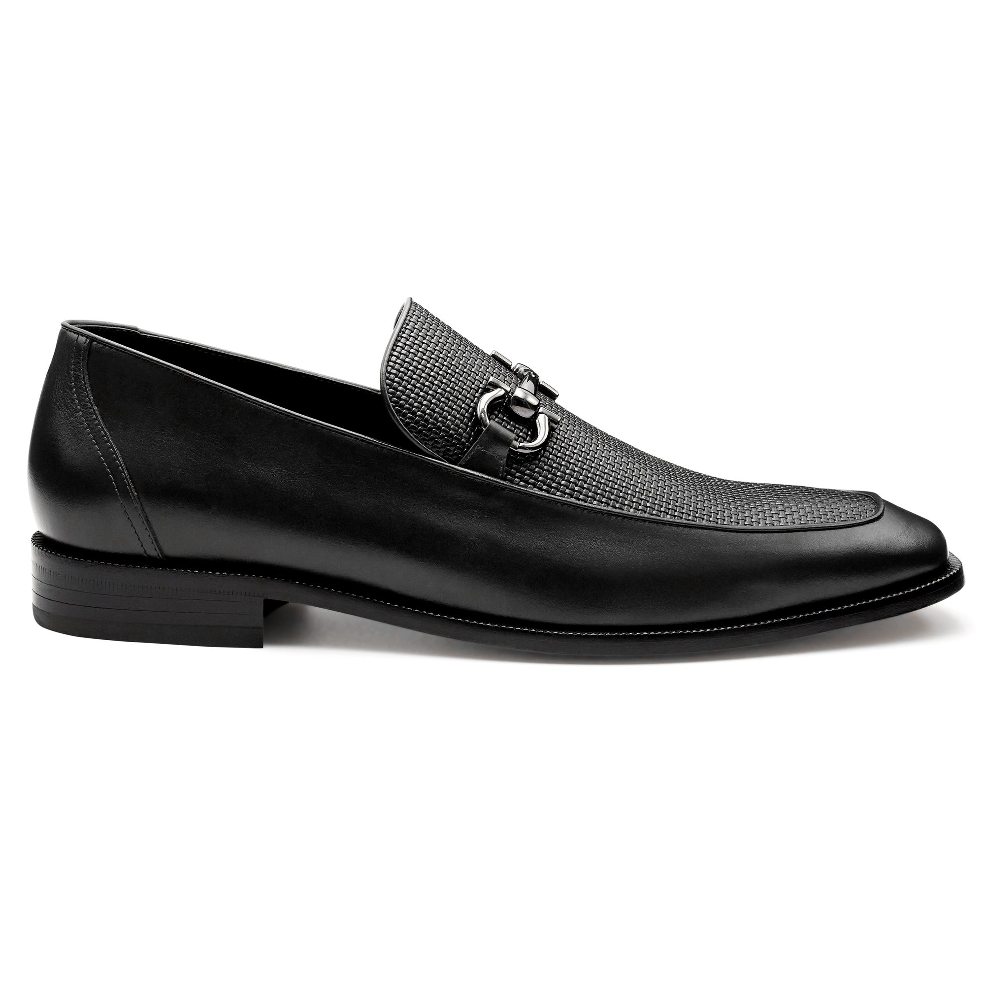 Mocasines formales de piel trenzada con hebilla para hombre