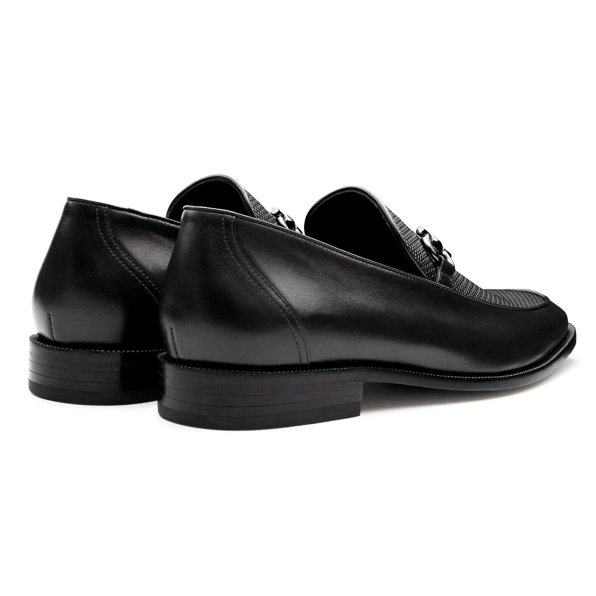 Mocasines formales de piel trenzada con hebilla para hombre