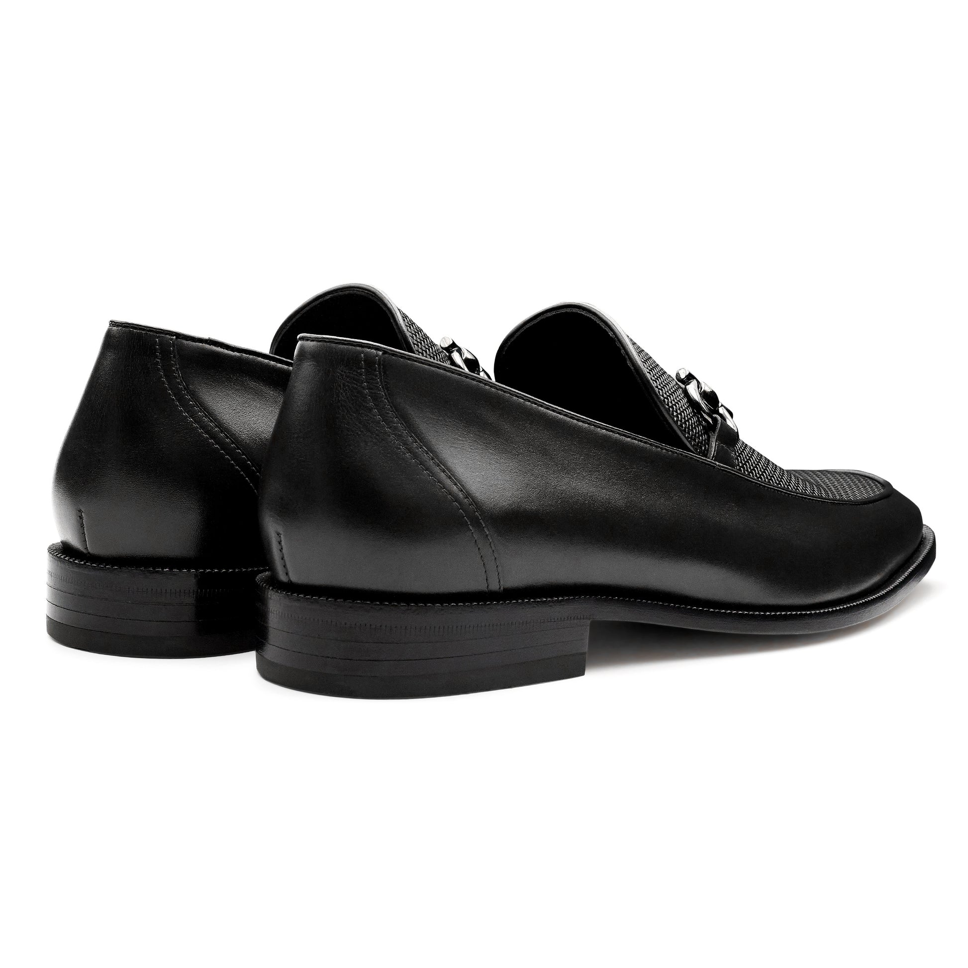 Mocasines formales de piel trenzada con hebilla para hombre