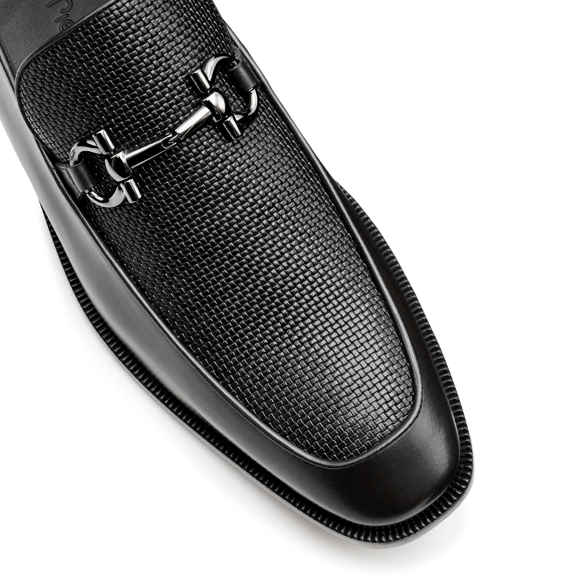 Mocasines formales de piel trenzada con hebilla para hombre