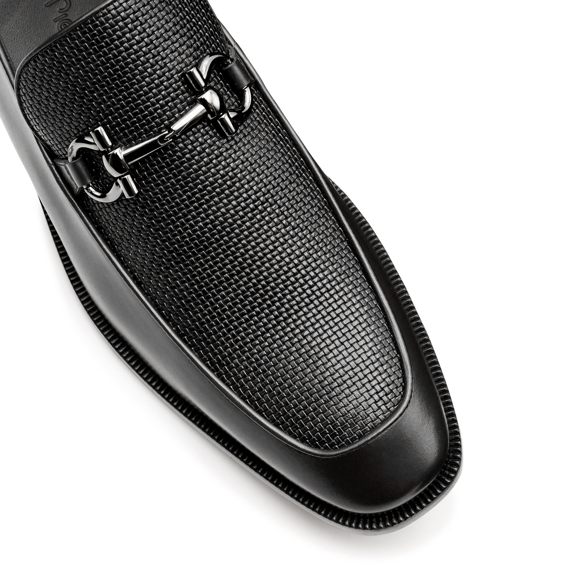 Mocasines formales de piel trenzada con hebilla para hombre