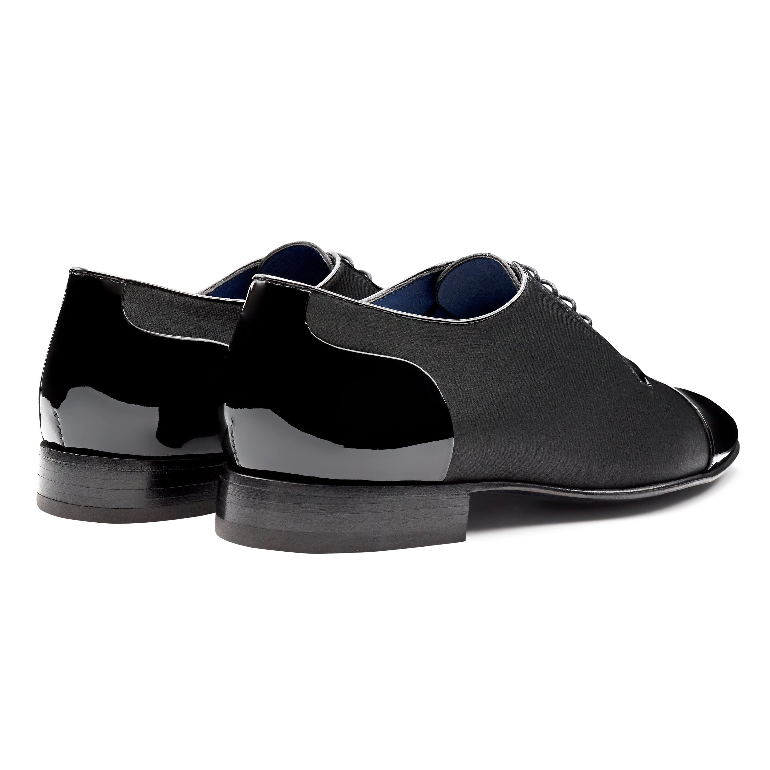 Zapatos oxford de charol y textil con puntera para caballero