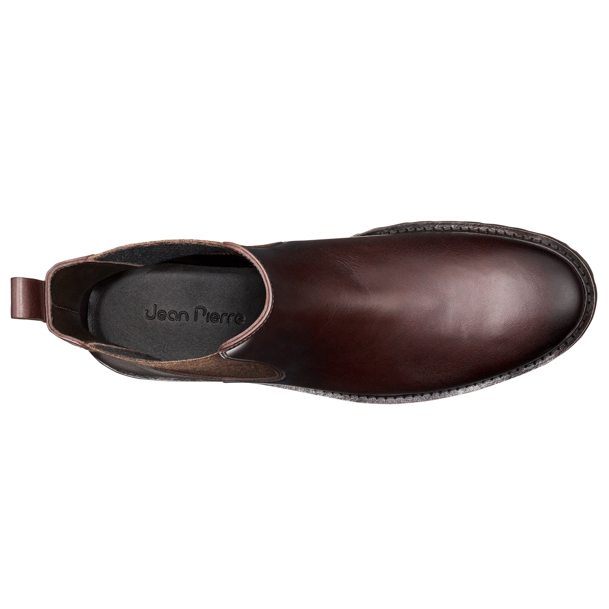 Botines de piel con elásticos laterales y con suela track para caballero