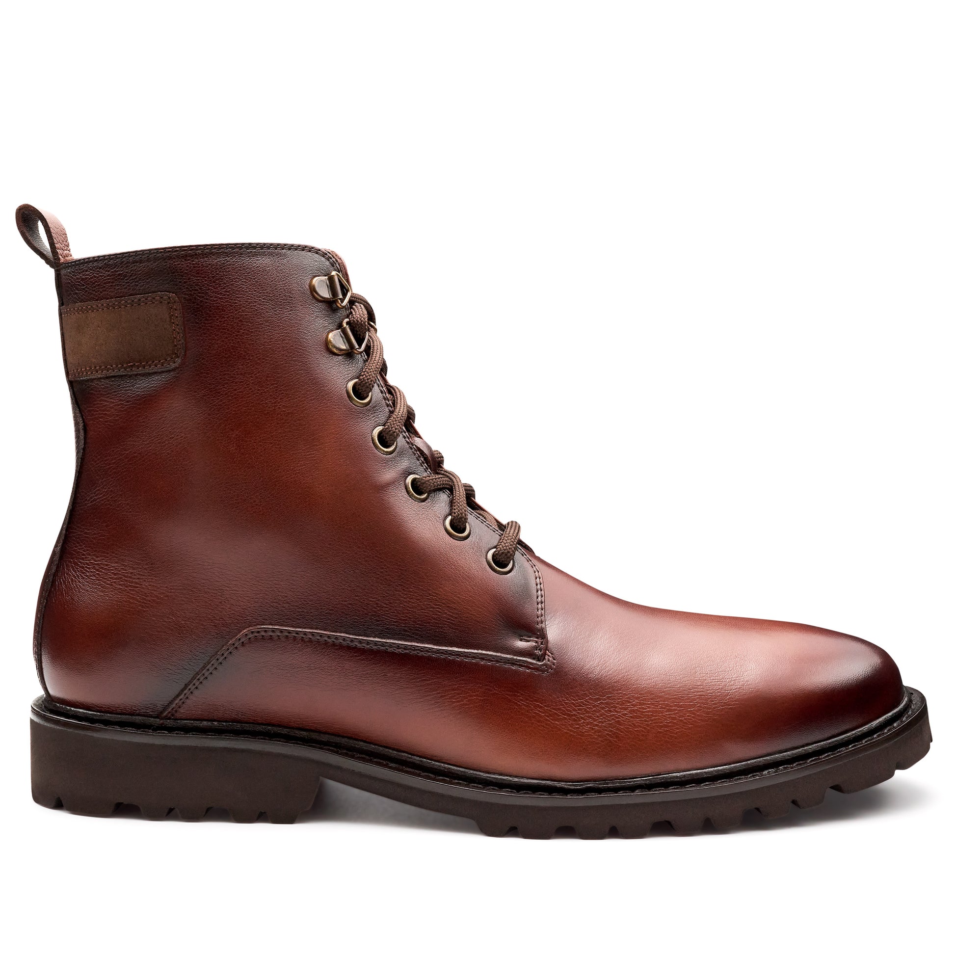 Botines de piel pintados a mano con agujetas y suela track para caballero