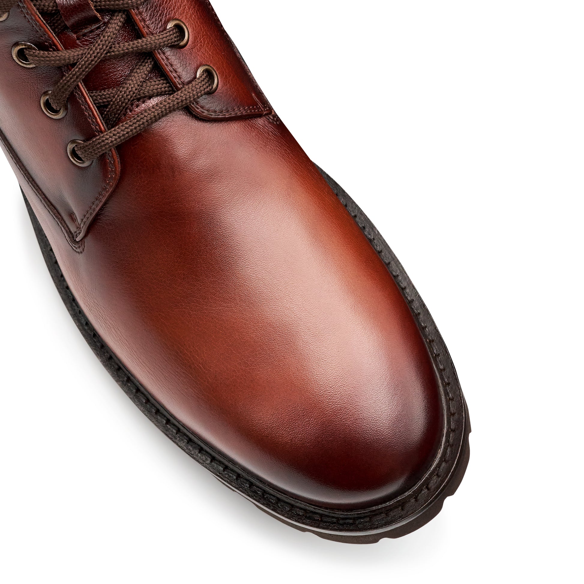 Botines de piel pintados a mano con agujetas y suela track para caballero