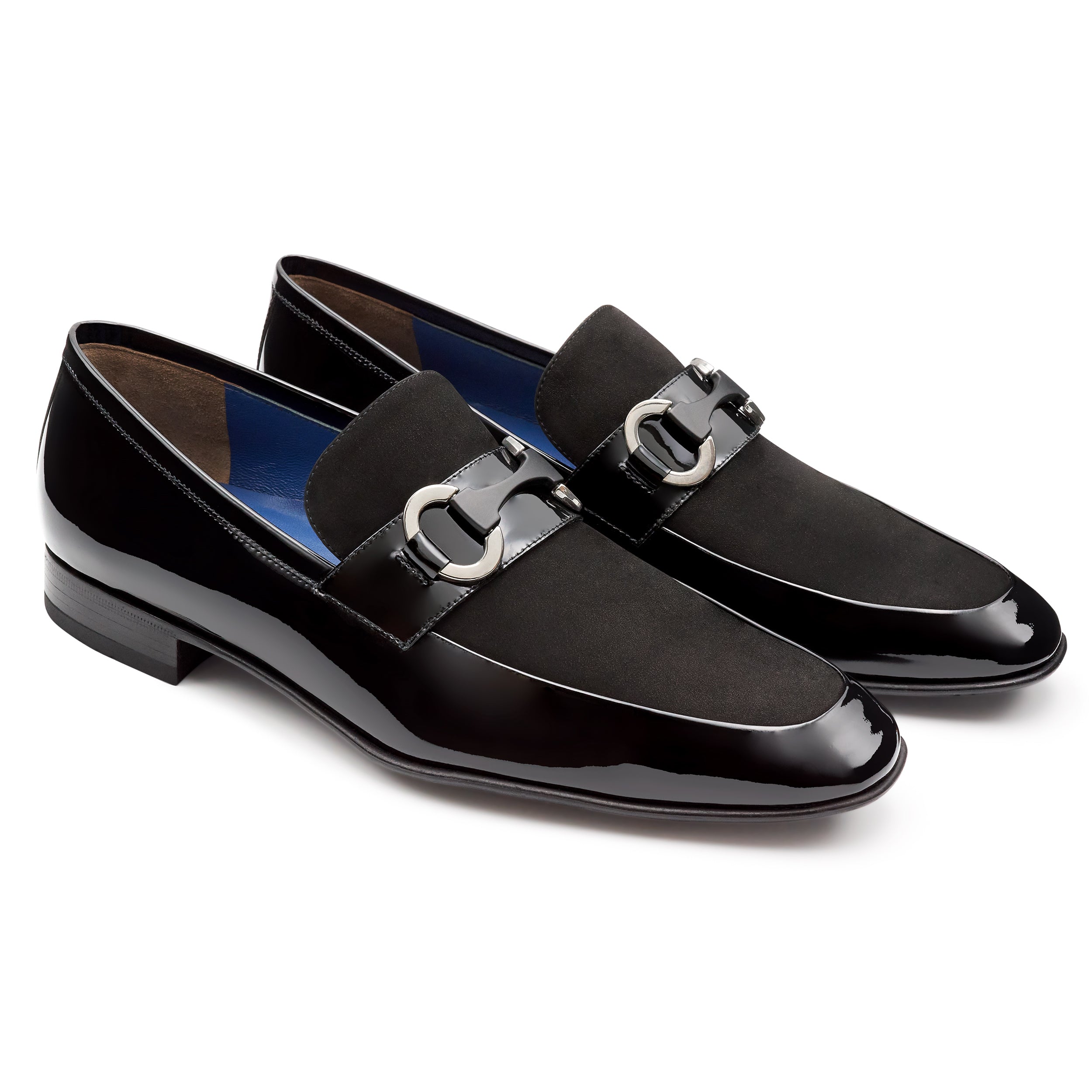 Mocasines de gala en charol con hebilla para caballero