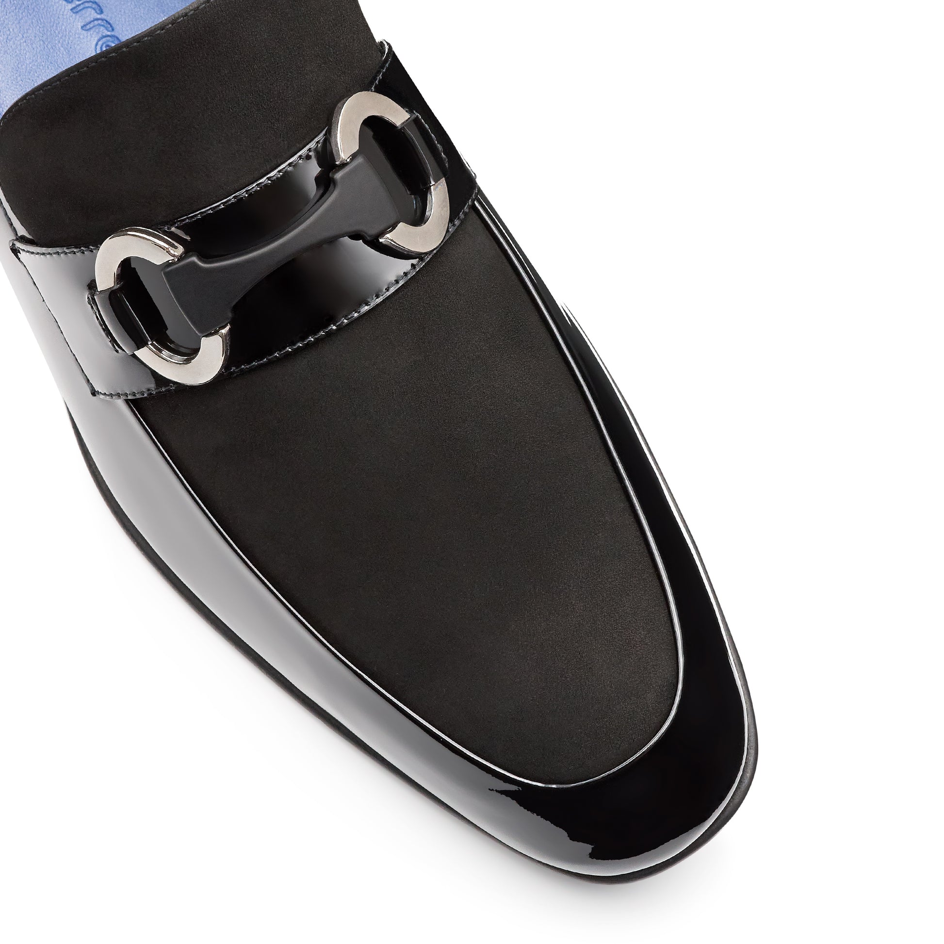Mocasines de gala en charol con hebilla para caballero