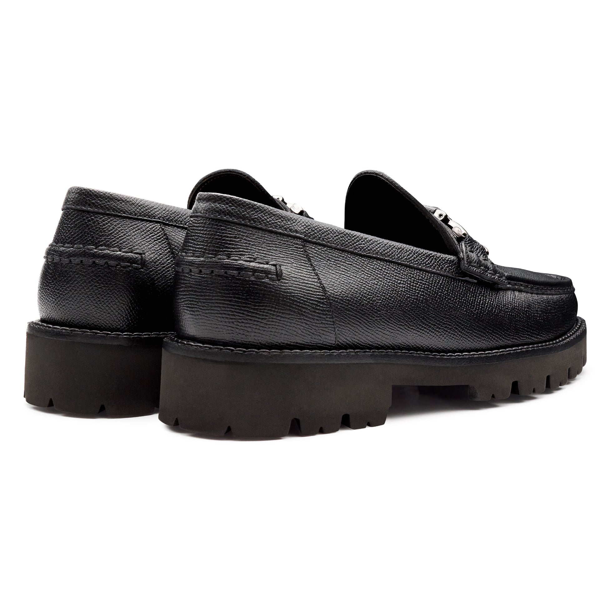 Mocasines de piel con hebilla y suela track para caballero