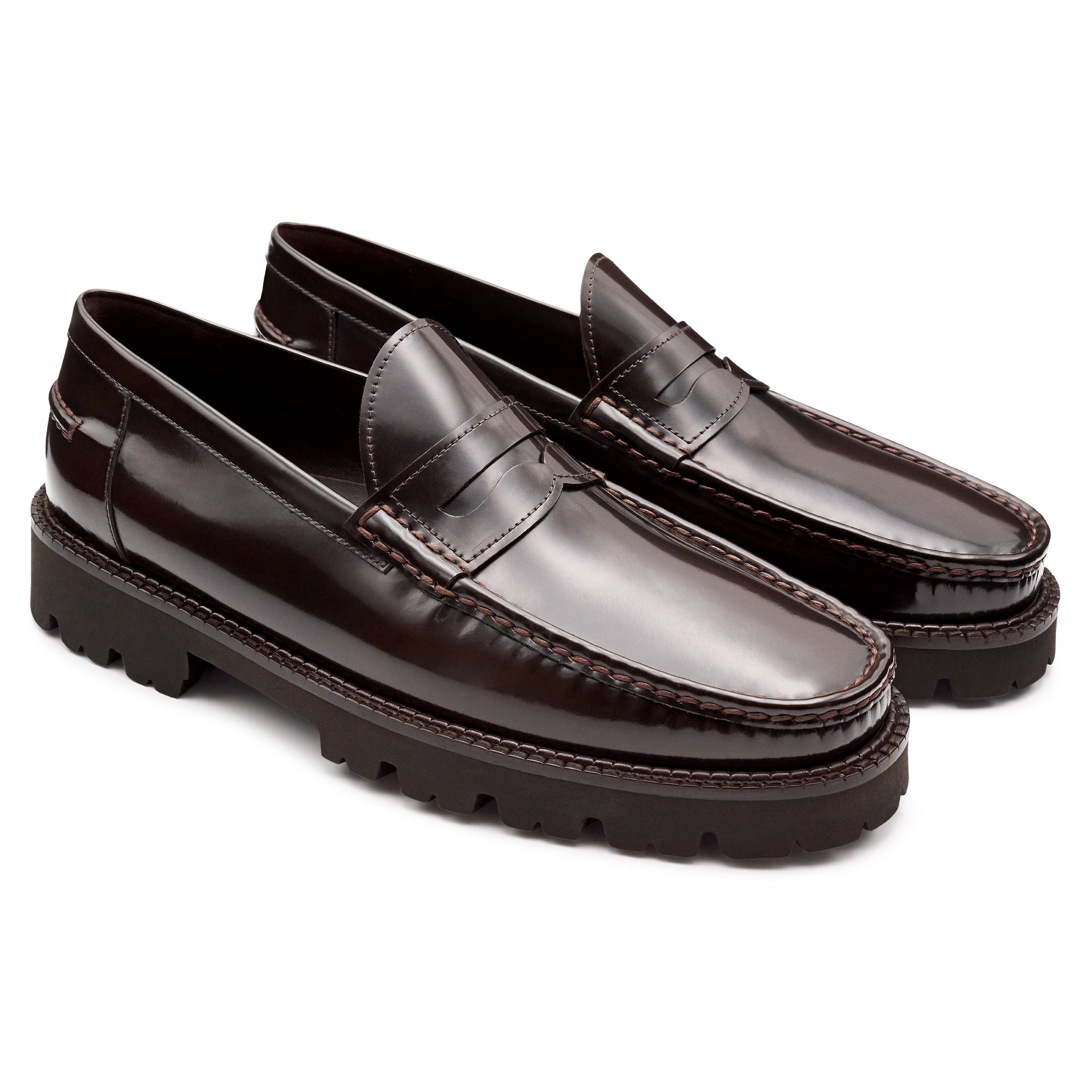 Mocasines de piel estilo penny con suela track para caballero