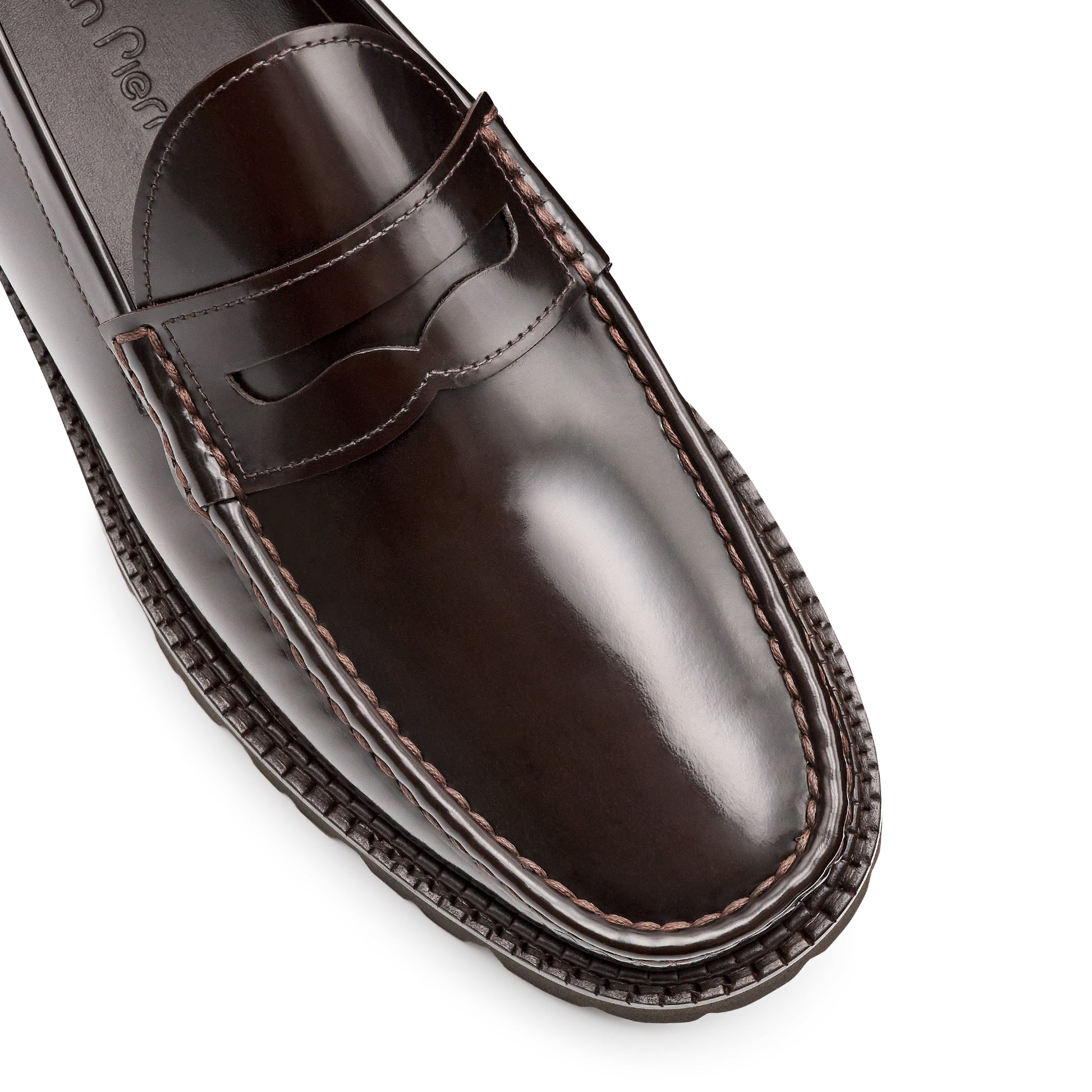Mocasines de piel estilo penny con suela track para caballero