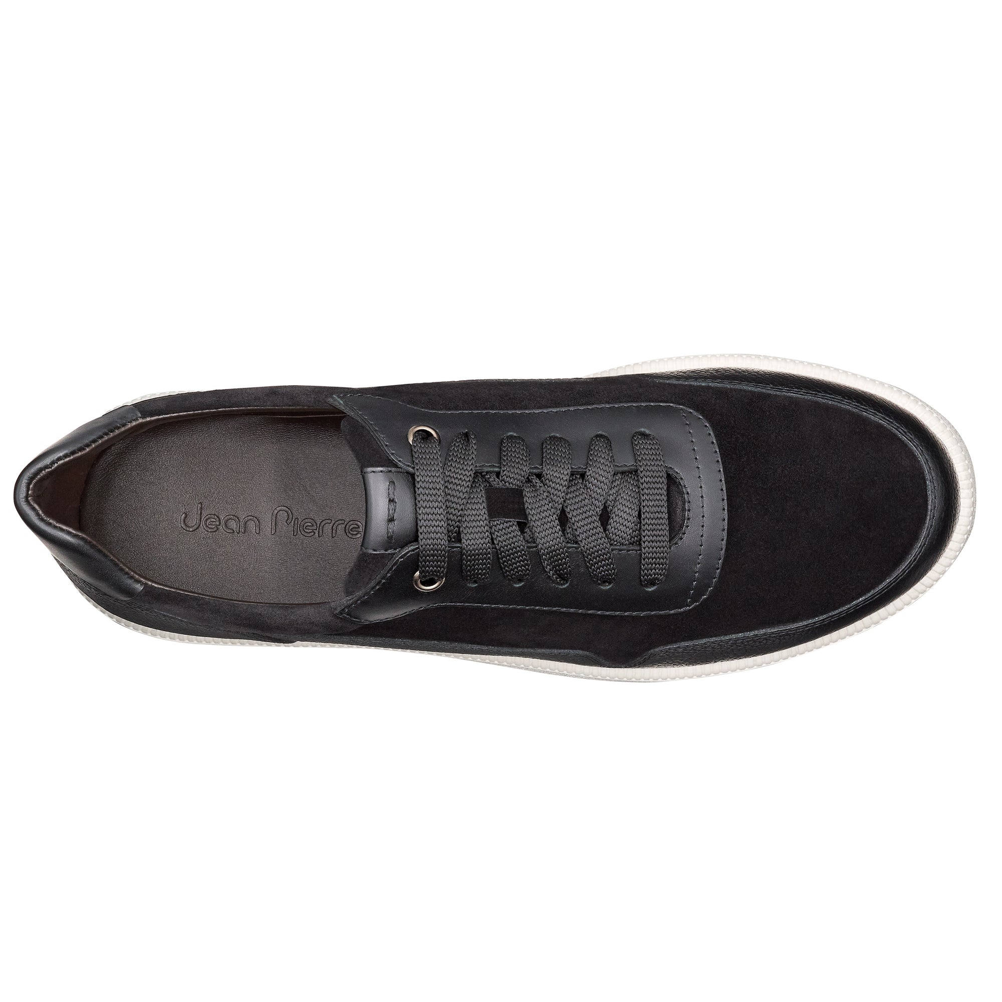Tenis de piel color negro con diseño minimalista para caballero