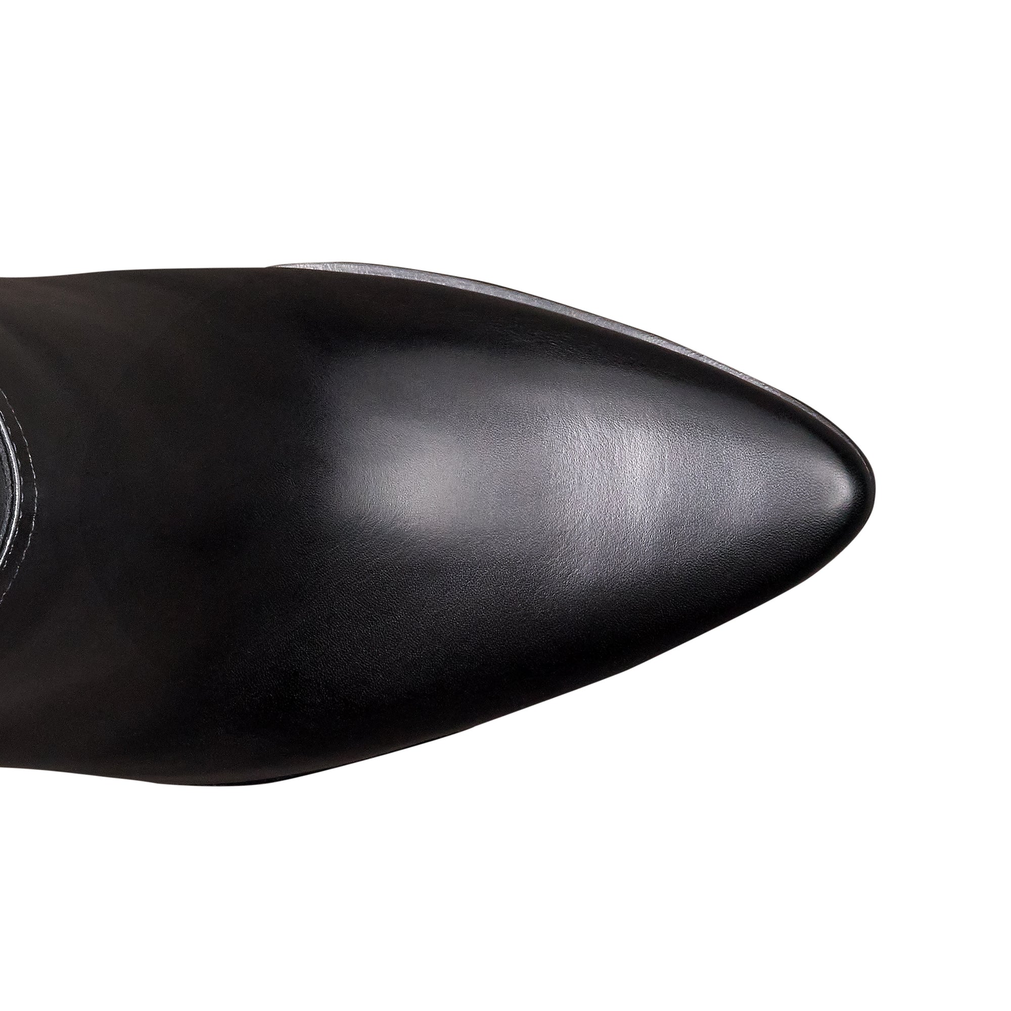 Botines negros de piel con hebilla lateral y tacón alto para dama
