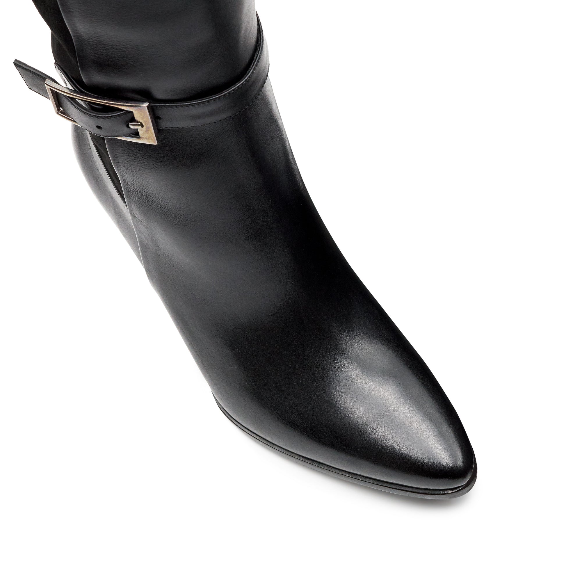 Botas altas de piel y gamuza de tacón alto para dama