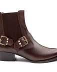 Botines de piel con hebilla doble lateral para mujer