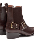 Botines de piel con hebilla doble lateral para mujer