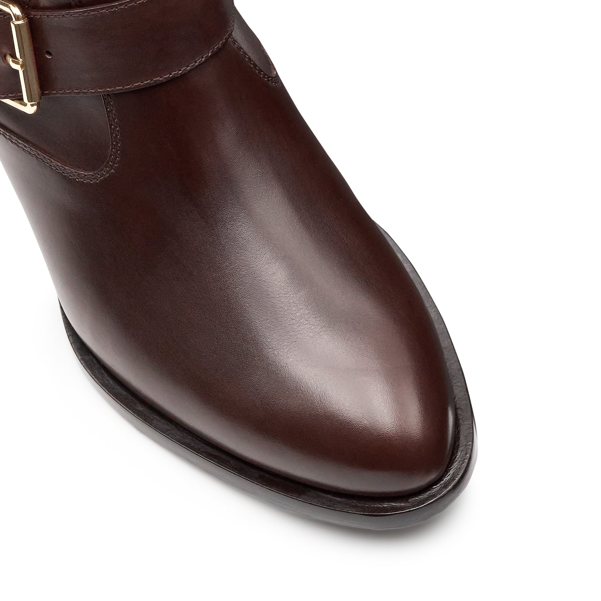 Botines de piel con hebilla doble lateral para mujer