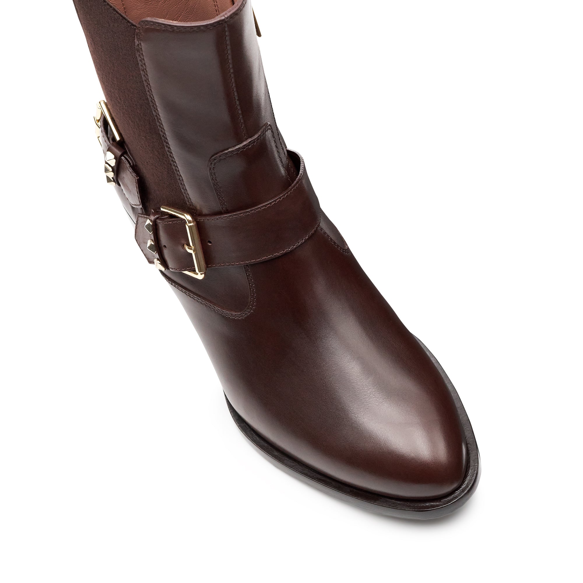 Botines de piel con hebilla doble lateral para mujer