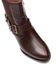Botines de piel con hebilla doble lateral para mujer