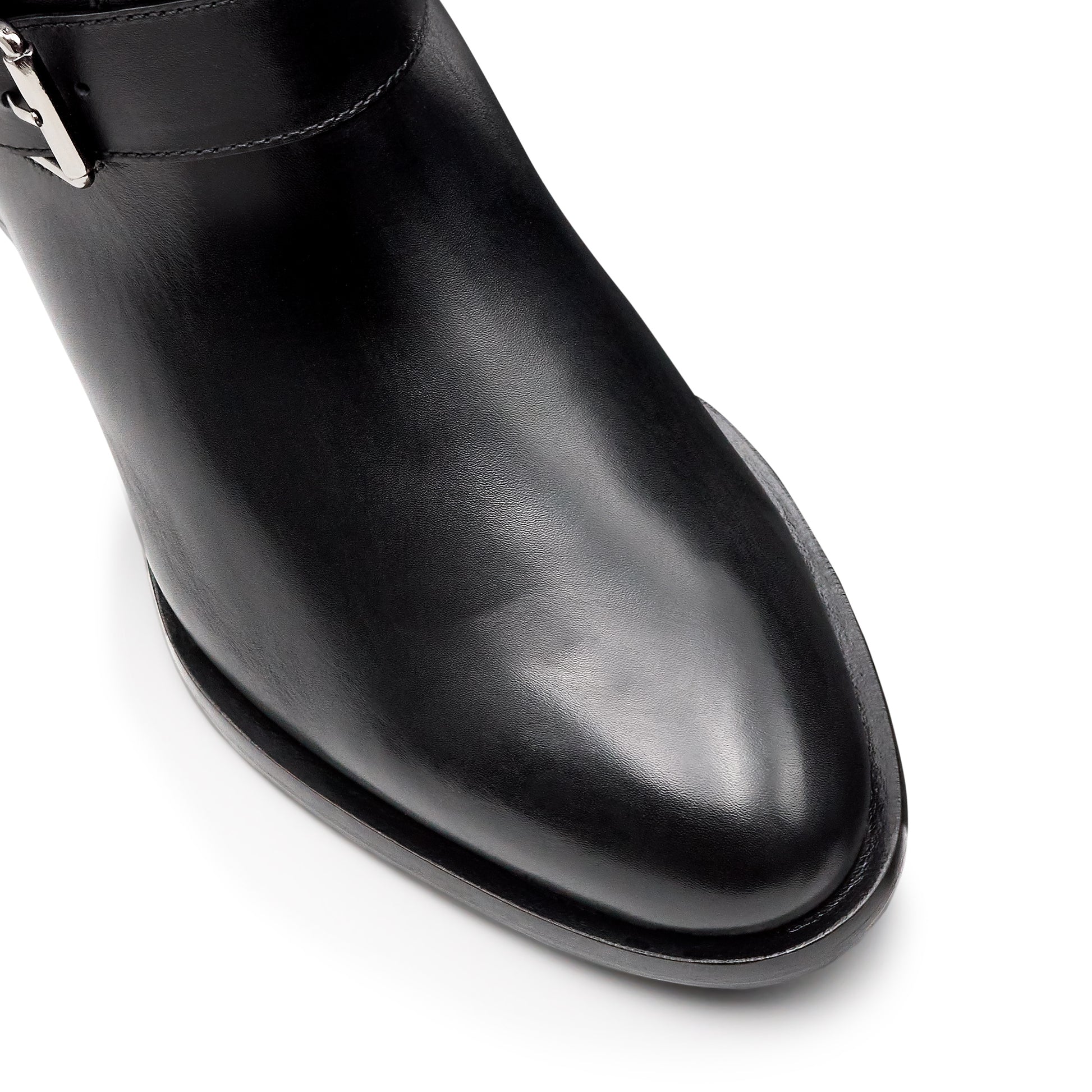 Botas altas de piel y gamuza con tacón bajo para mujer