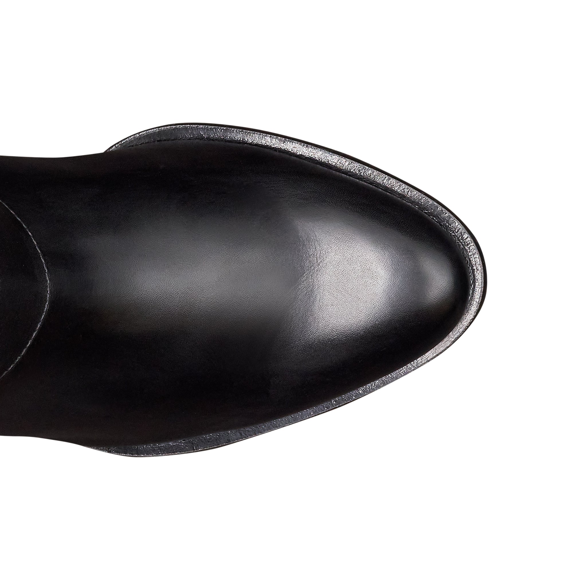 Botas altas de piel y gamuza con tacón bajo para mujer
