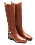 Botas altas de gamuza  con hebilla lateral de tacón bajo para mujer