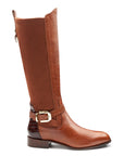 Botas altas de gamuza  con hebilla lateral de tacón bajo para mujer