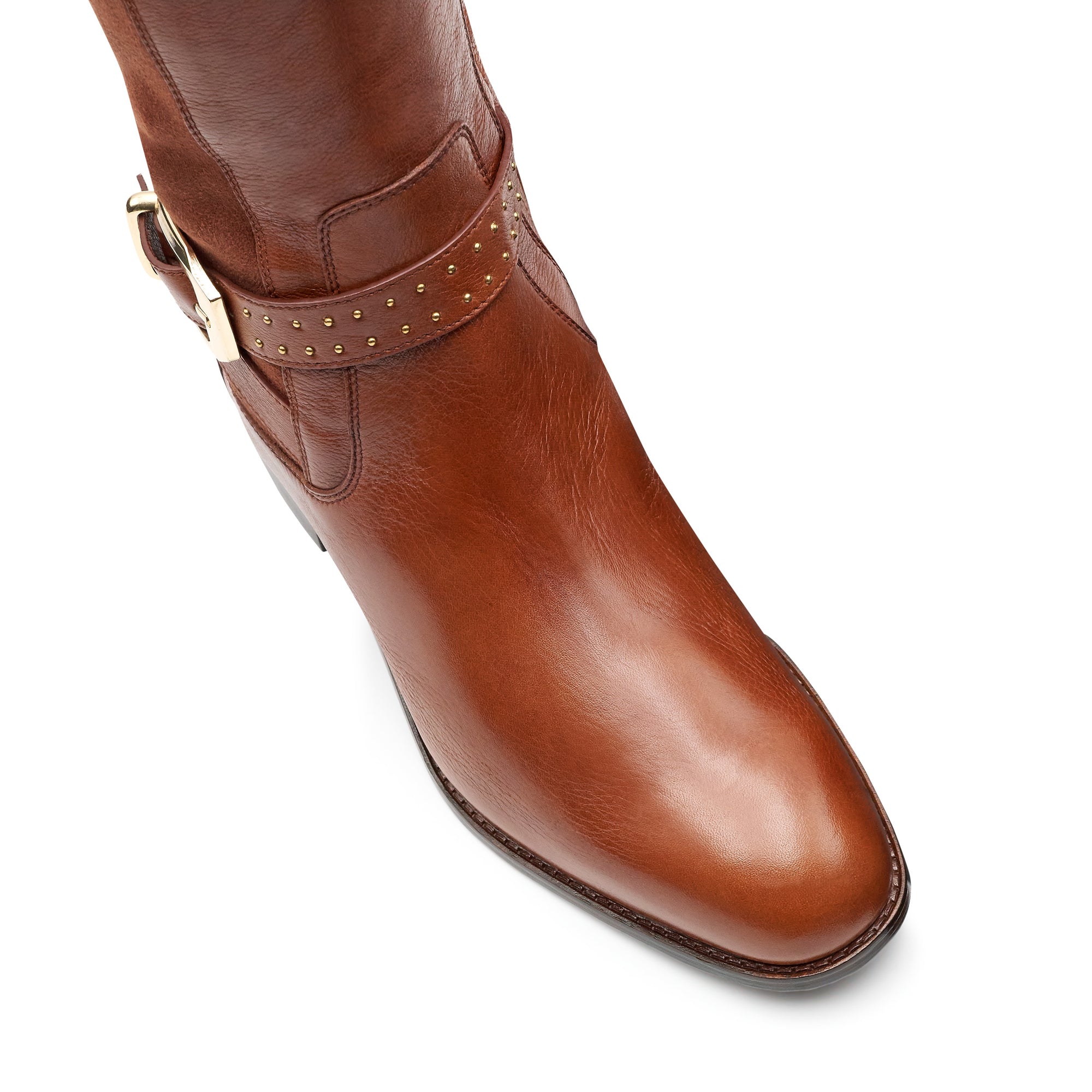 Botas altas de gamuza  con hebilla lateral de tacón bajo para mujer