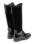 Botas altas de gamuza  con hebilla lateral de tacón bajo para mujer