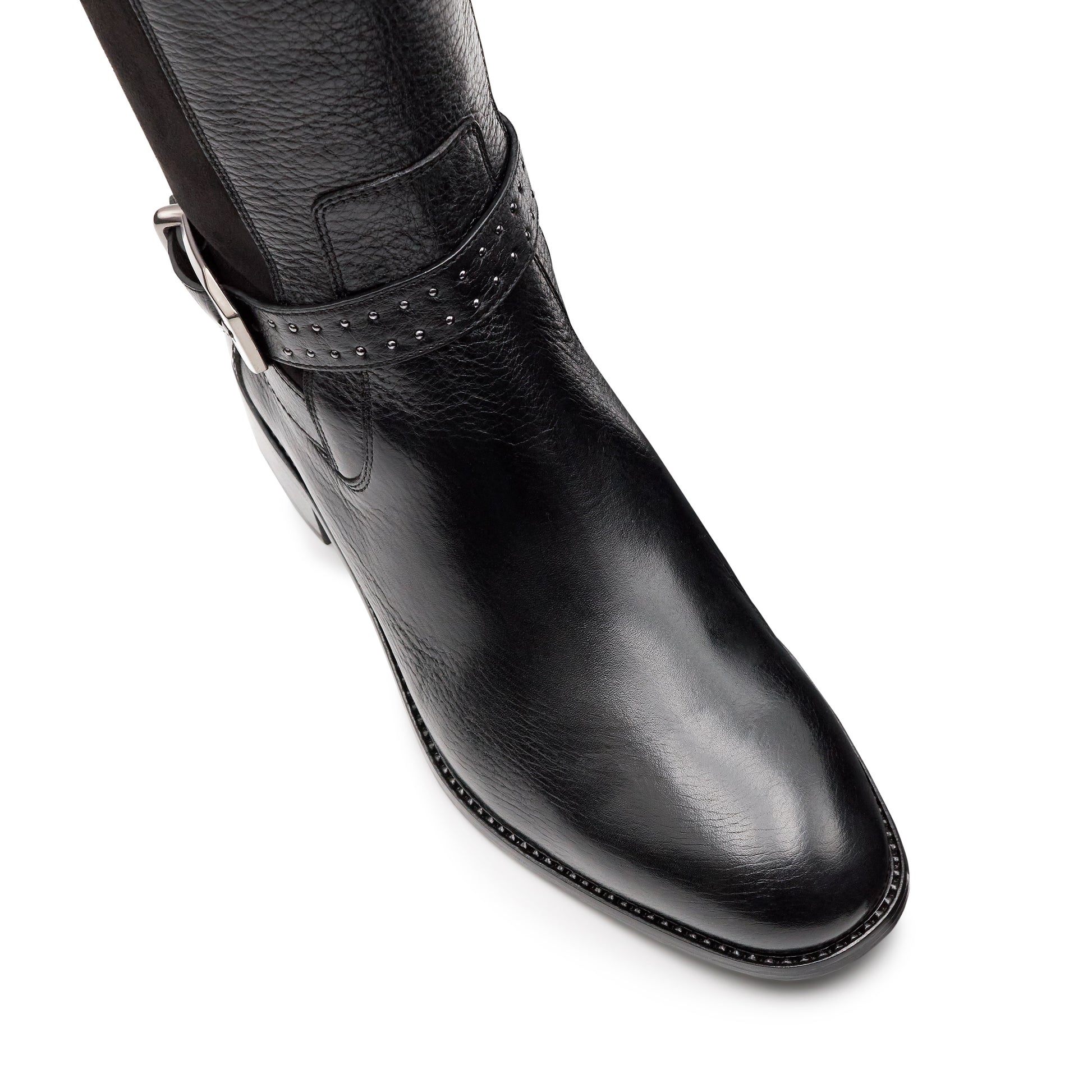 Botas altas de gamuza  con hebilla lateral de tacón bajo para mujer
