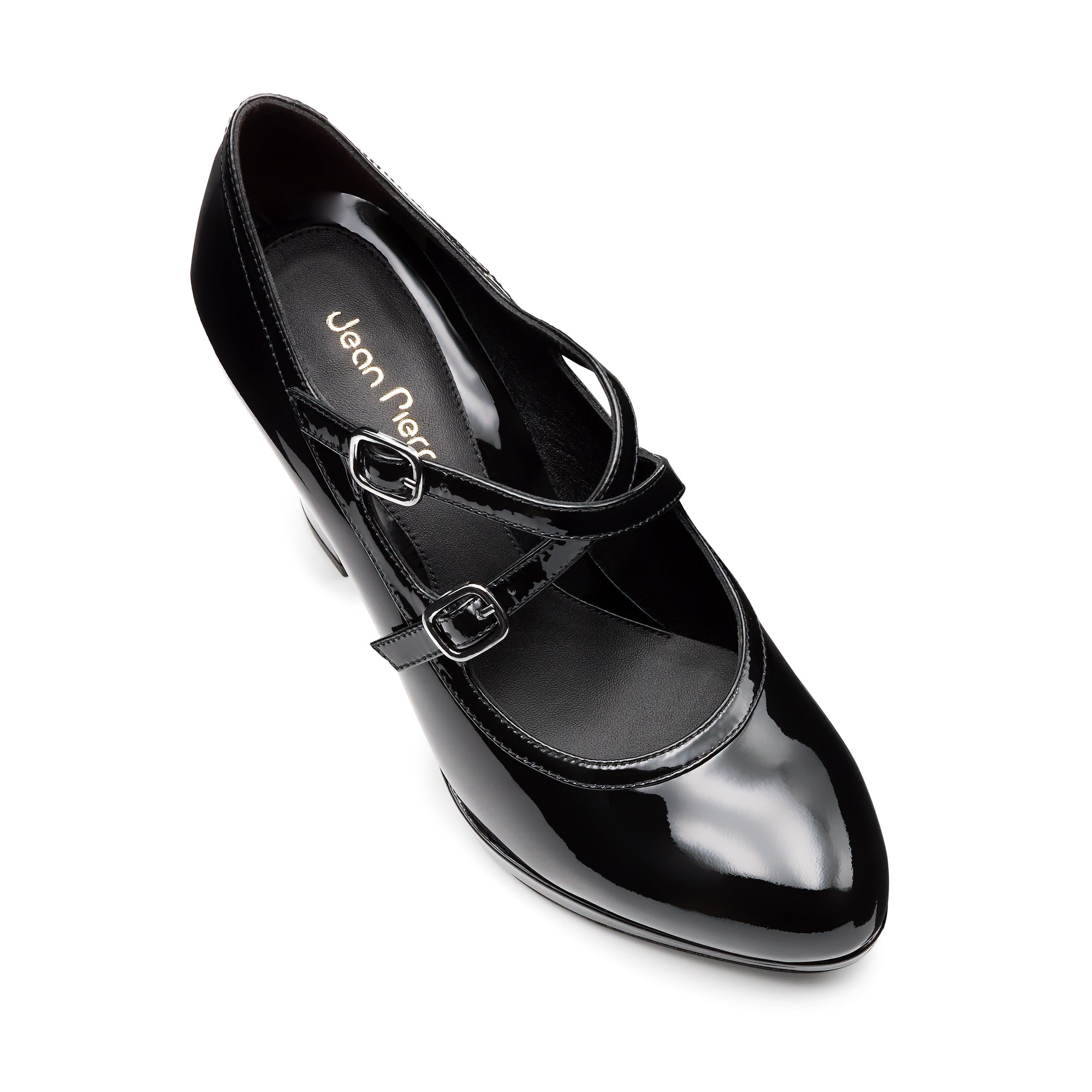 Zapatillas estilo Mary Jane de charol con correa ajustable doble  para dama