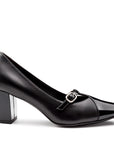Zapatillas de tacón con punta de charol con correa ajustable  para dama