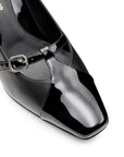 Zapatillas de tacón con punta de charol con correa ajustable  para dama