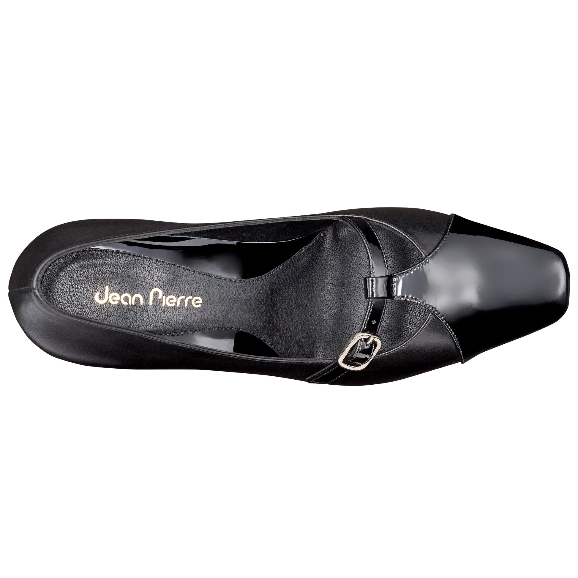 Zapatillas de tacón con punta de charol con correa ajustable  para dama