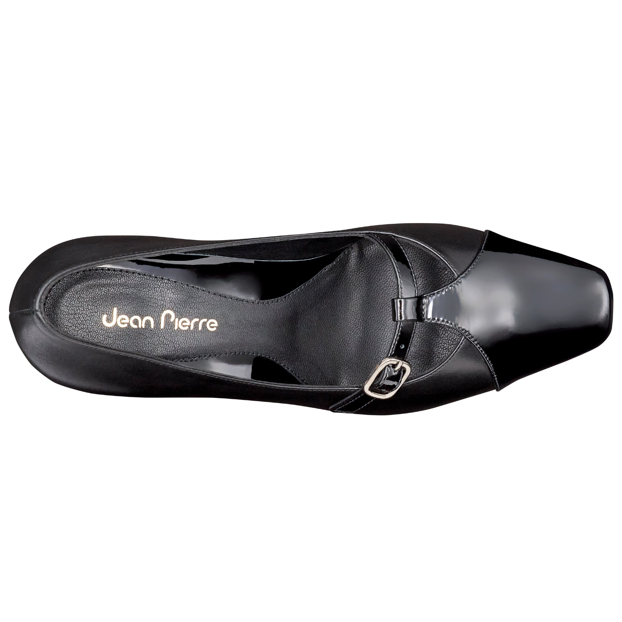 Zapatillas de tacón con punta de charol con correa ajustable  para dama