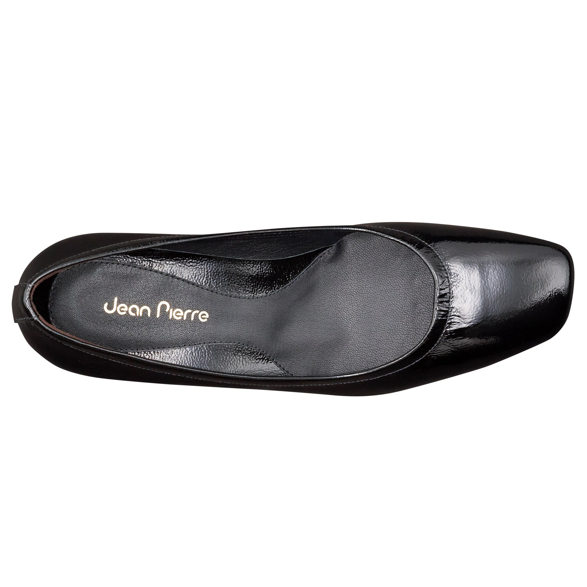 Zapatillas de charol con tacón bajo y elástico para dama