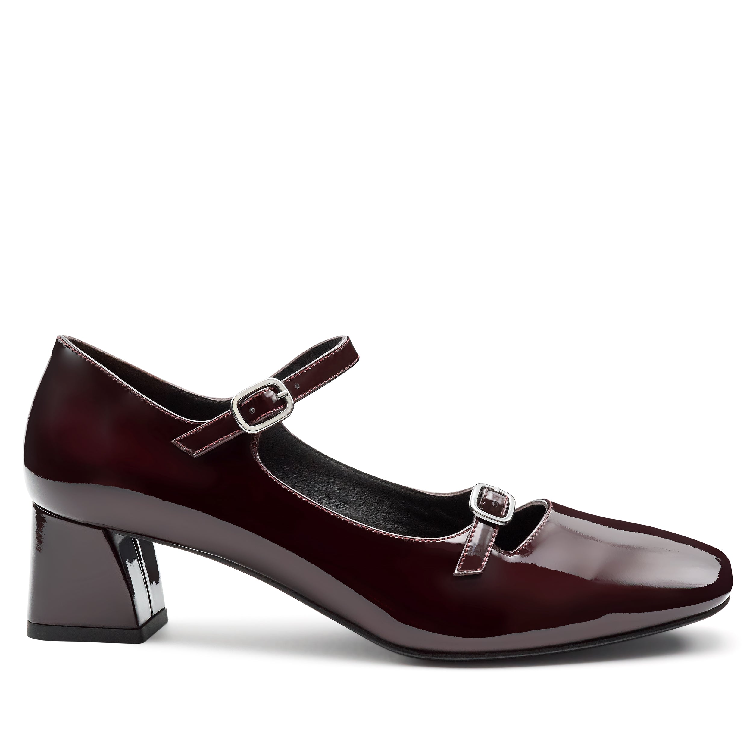 Zapatillas de charol estilo Mary Jane con correas ajustables y tacón ancho para dama