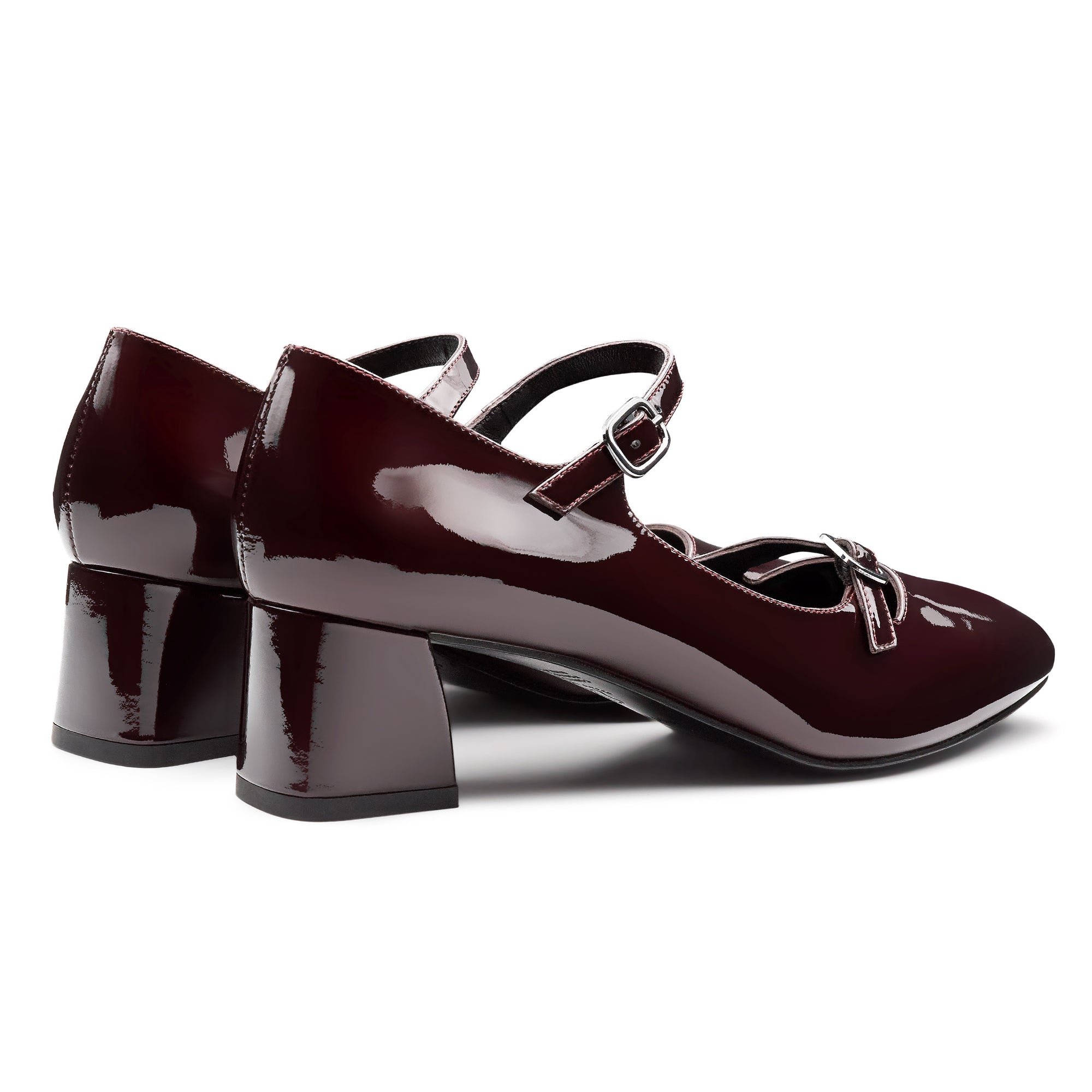 Zapatillas de charol estilo Mary Jane con correas ajustables y tacón ancho para dama