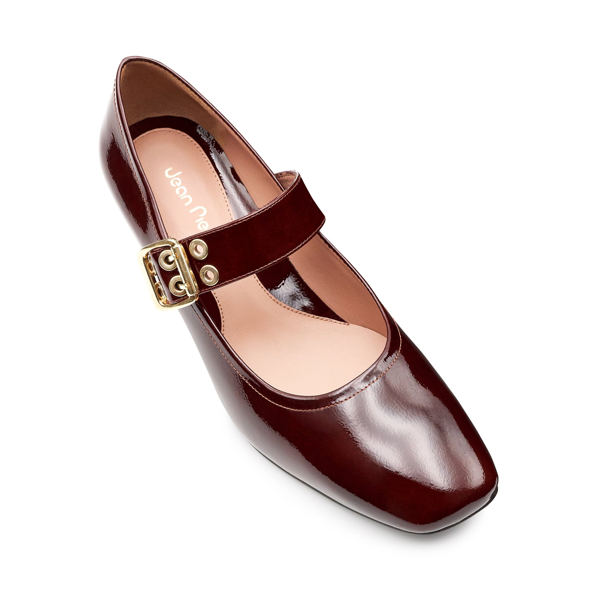 Zapatillas de piel con correa ancha ajustable y tacón bajo para dama