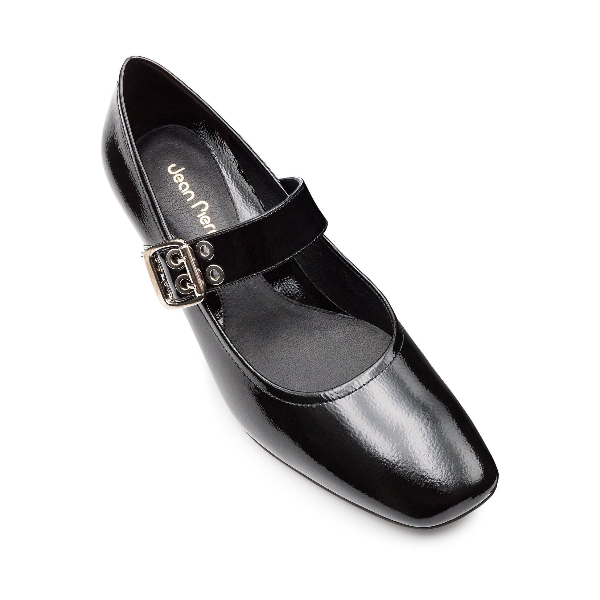 Zapatillas de piel con correa ancha ajustable y tacón bajo para dama
