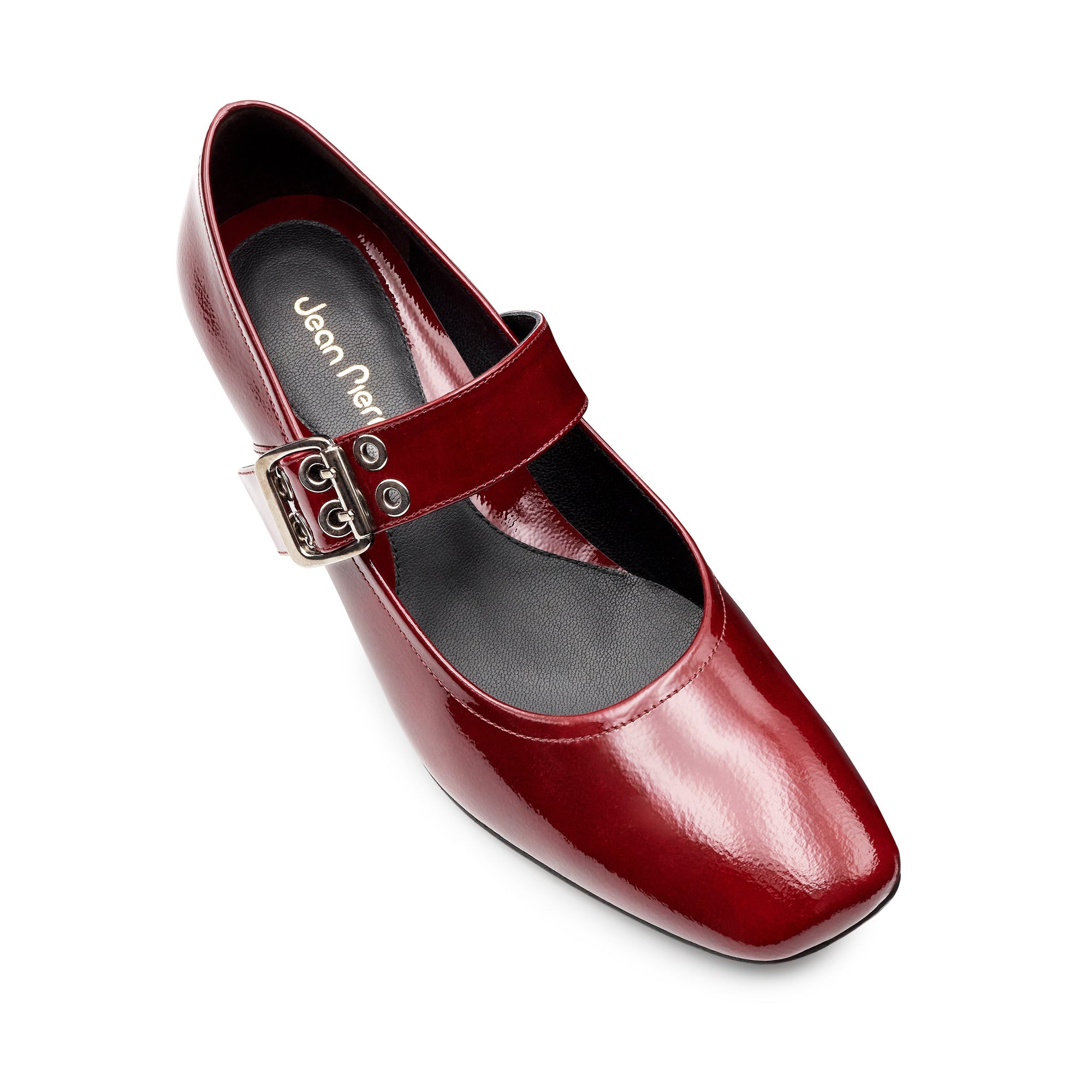 Zapatillas de piel con correa ancha ajustable y tacón bajo para dama