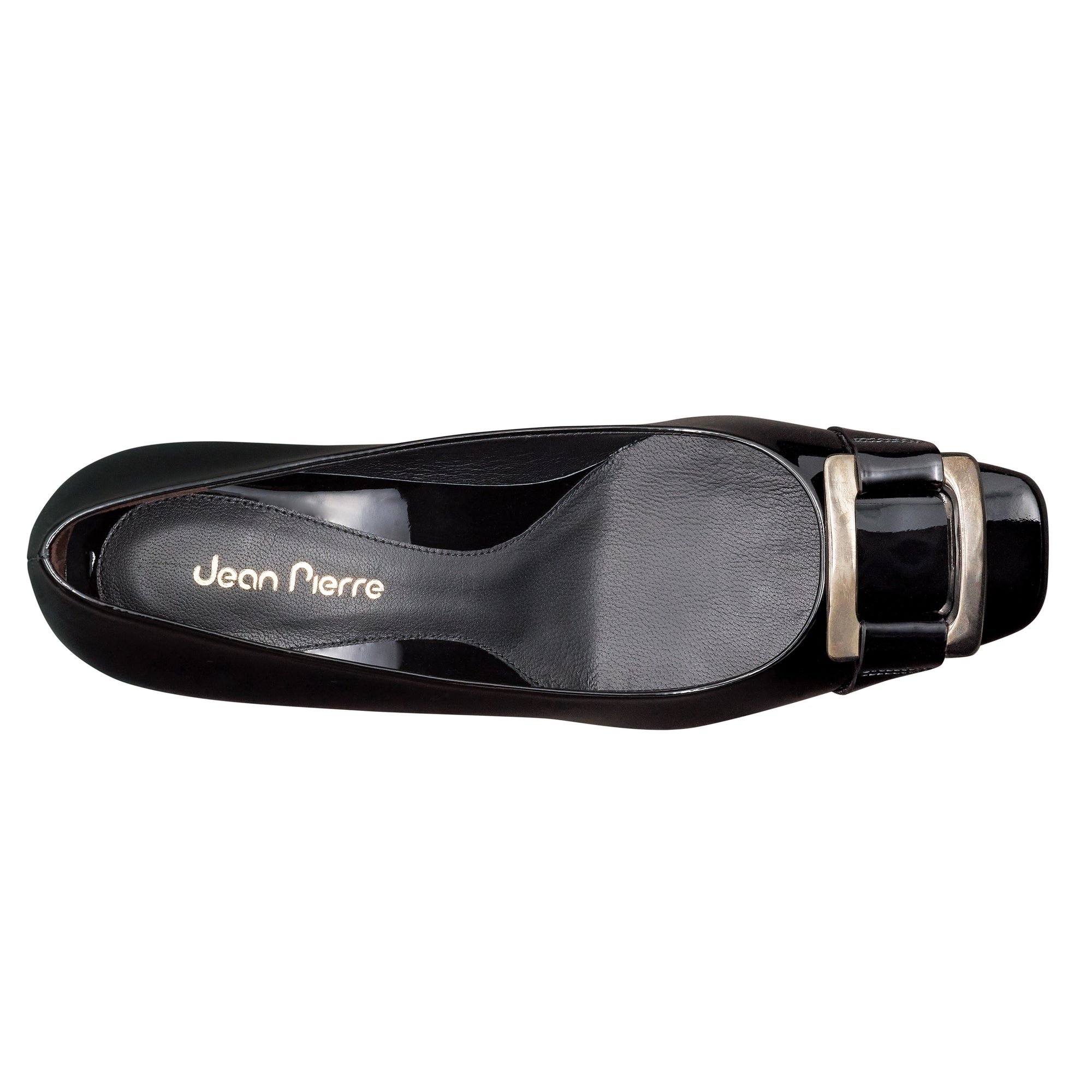 Zapatillas de charol con broche metálico negro
