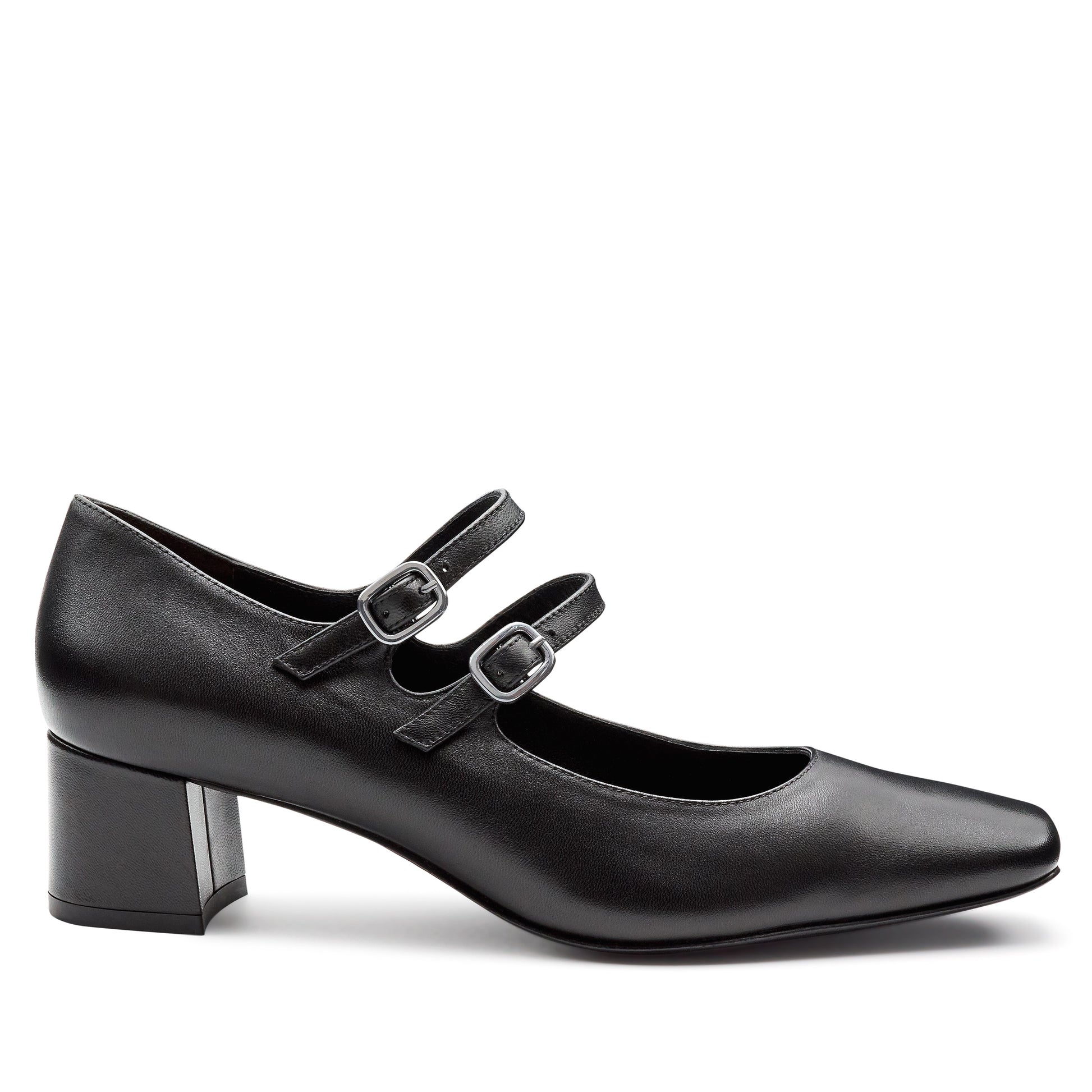 Zapatillas de piel con doble correa ajustable para dama
