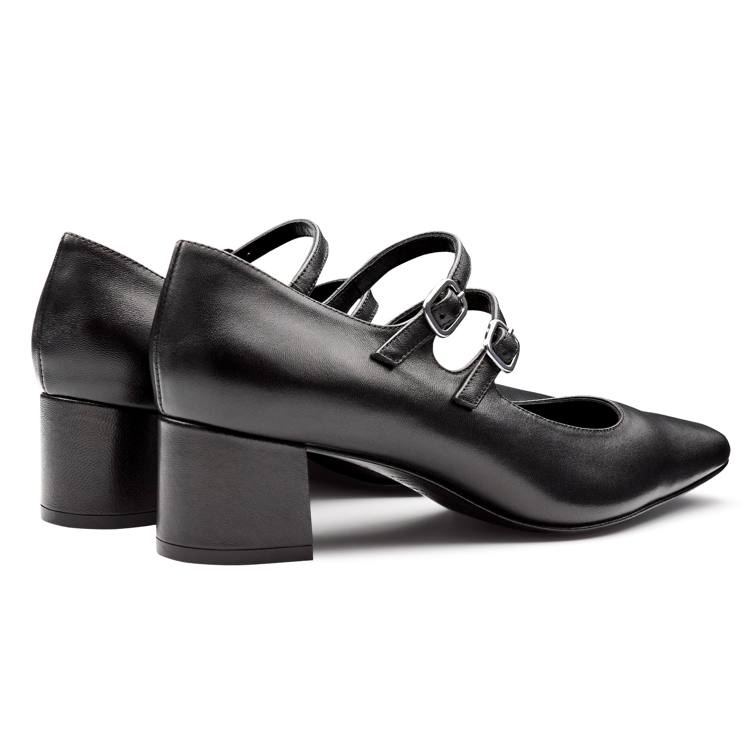 Zapatillas de piel con doble correa ajustable para dama