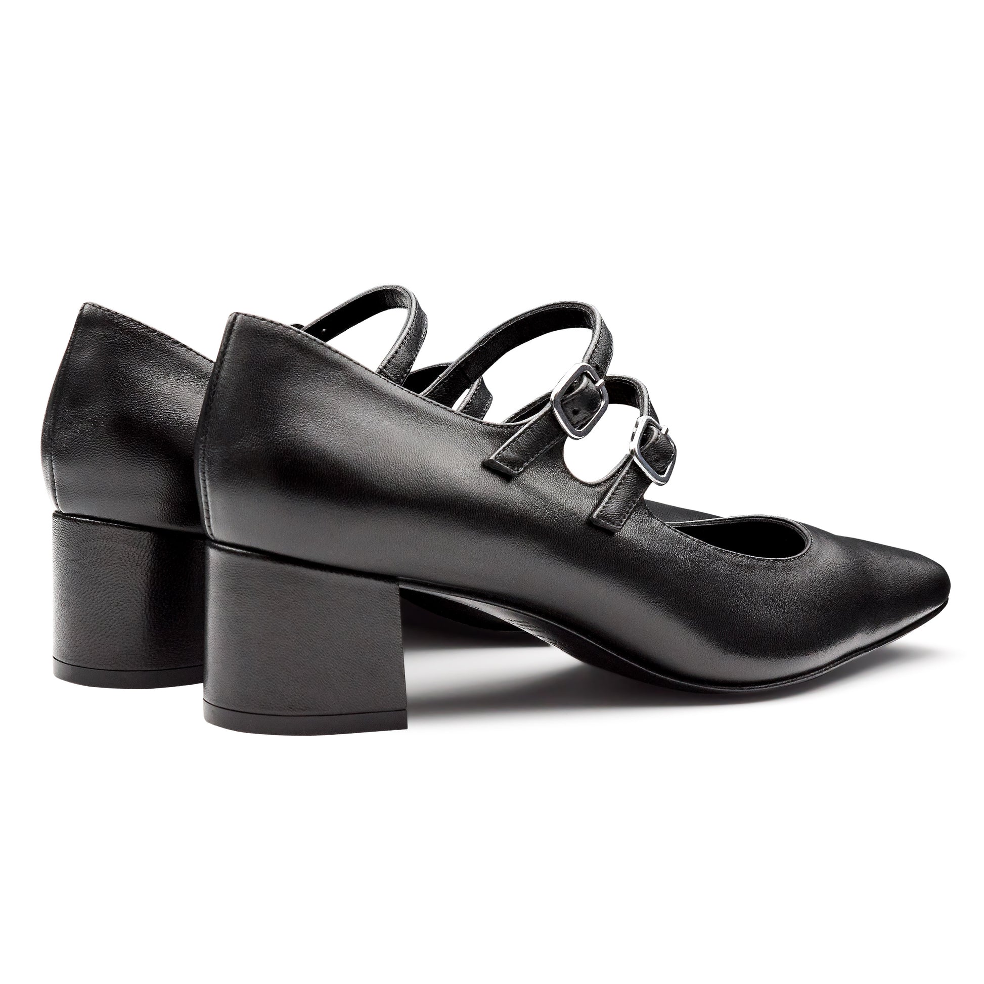 Zapatillas de piel con doble correa ajustable para dama