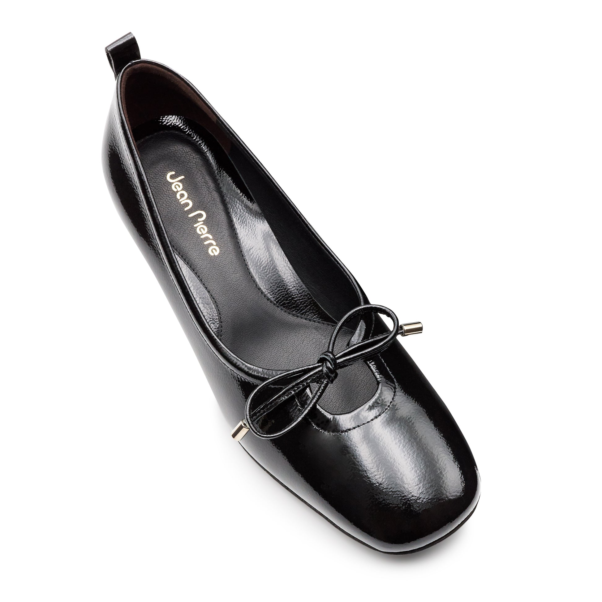 Zapatillas de charol de tacón bajo y cordones ajustables para dama