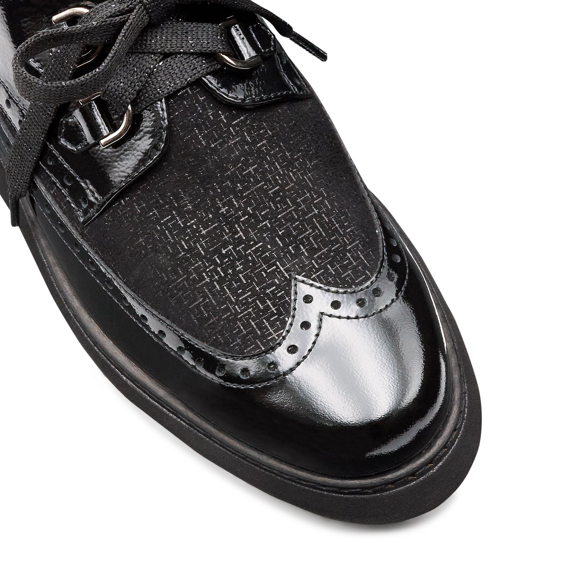 Zapatos derby de charol y ante con suela confort para dama