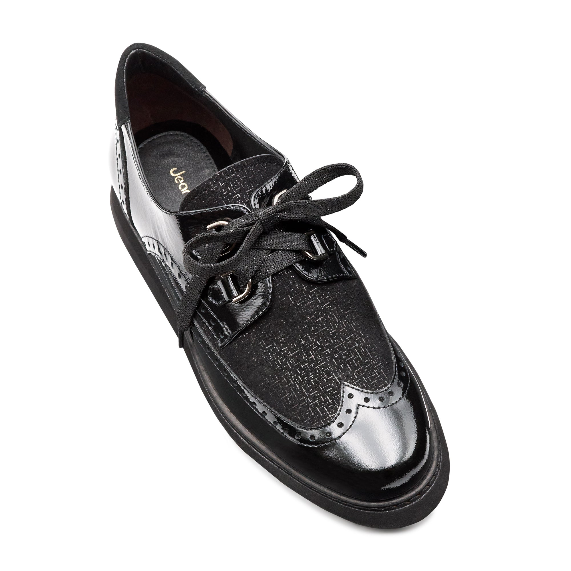 Zapatos derby de charol y ante con suela confort para dama