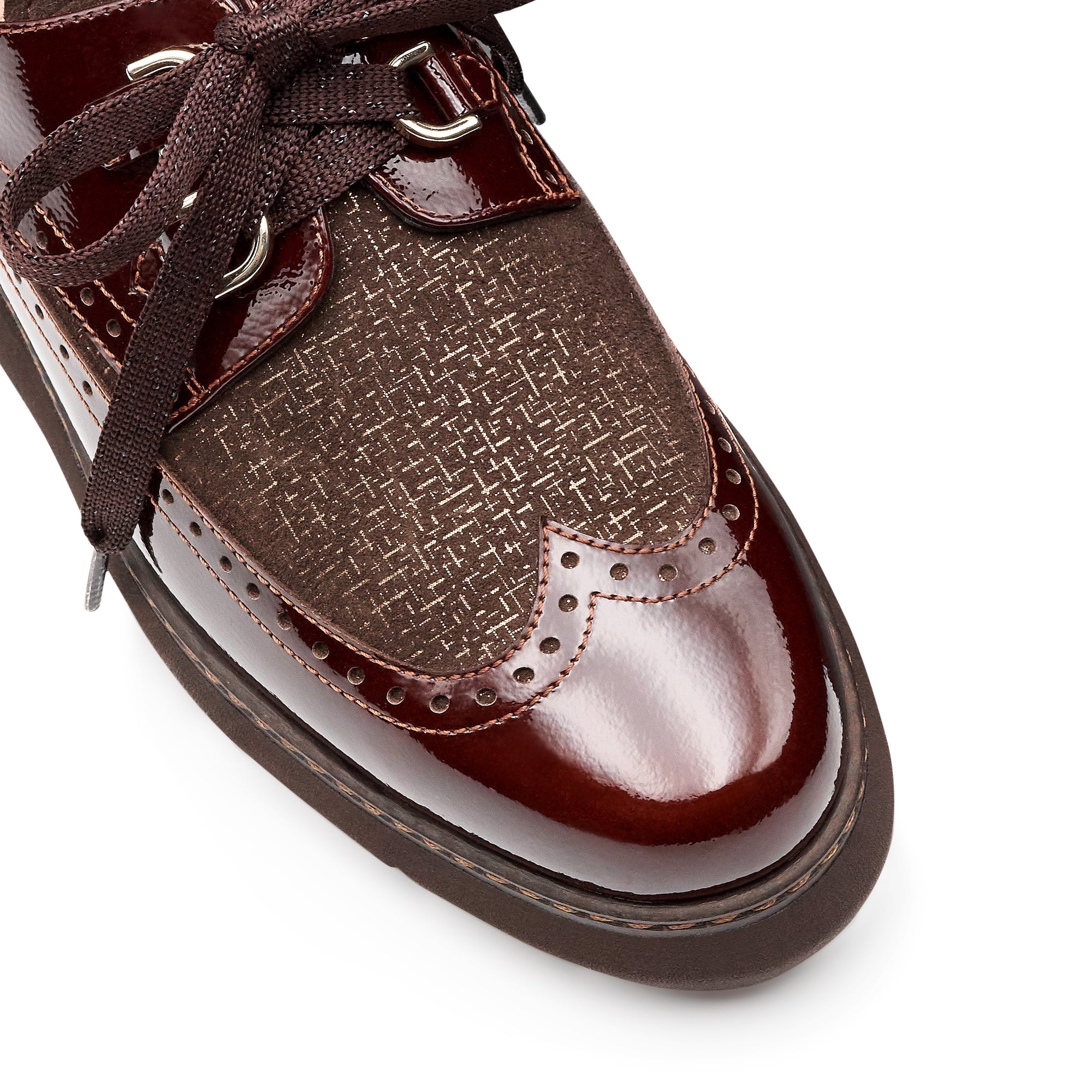 Zapatos derby de charol y ante con suela confort para dama